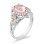 Enchanted Disney Aurora Oval Morganite and 3/4 CT TW Diamond Scallop Frame Engagement Ring in 14K Two-Tone Gold