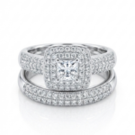 Princess-Cut Zircon Couple Rings – Micro-Pave Full Zircon Engagement & Wedding Ring Set